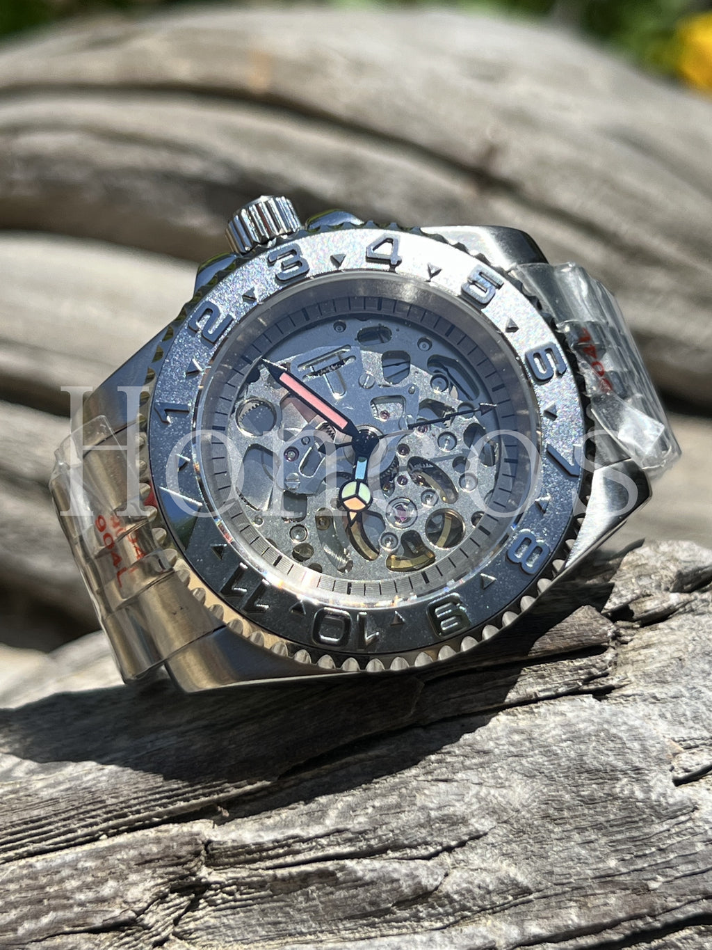 【NH70 MOD カスタム 自動巻 腕時計】スケルトン シルバー ブルー 銀 NH70 Skeleton Style MODS Watches – Honcos Straps
