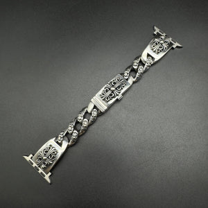 Chrome Hearts Style Apple Watch Bracelet Silver