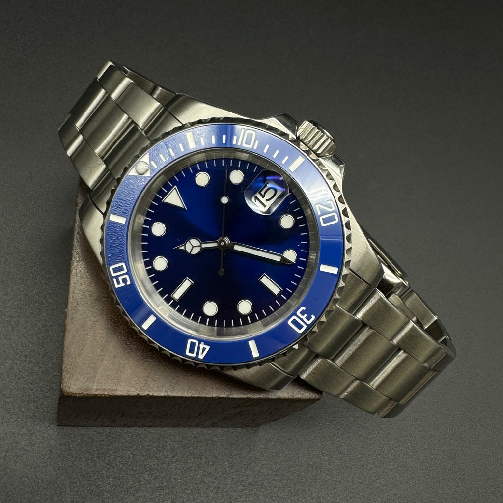 Blue Submariner Watch Silver Oyster – Honcos Straps