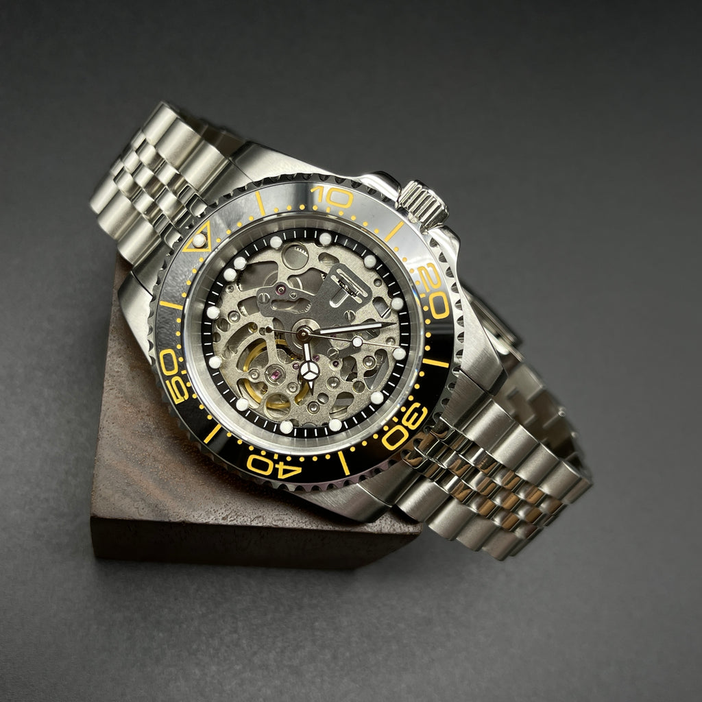 NH70 Skeleton Sub Style Watch Black Ring – Honcos Straps