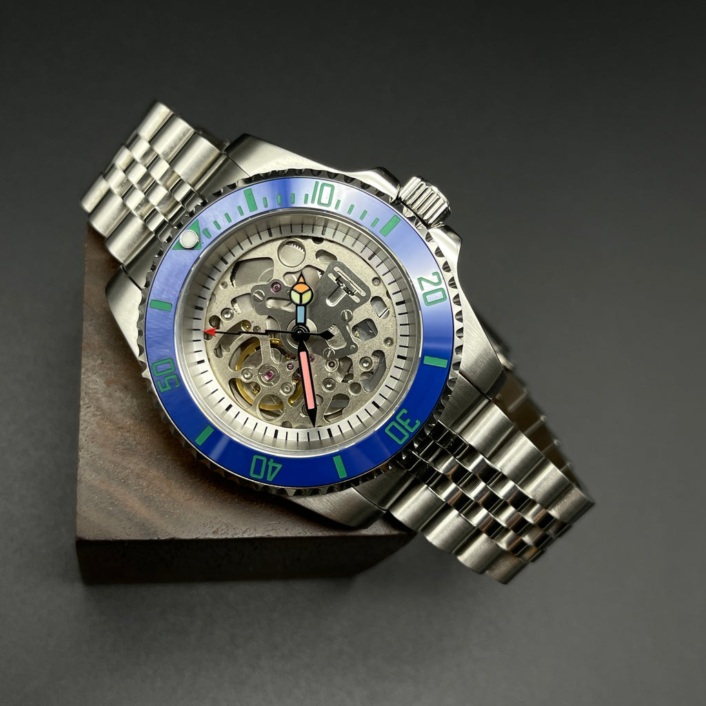 NH70 Skeleton Sub Style Watch Rainbow – Honcos Straps